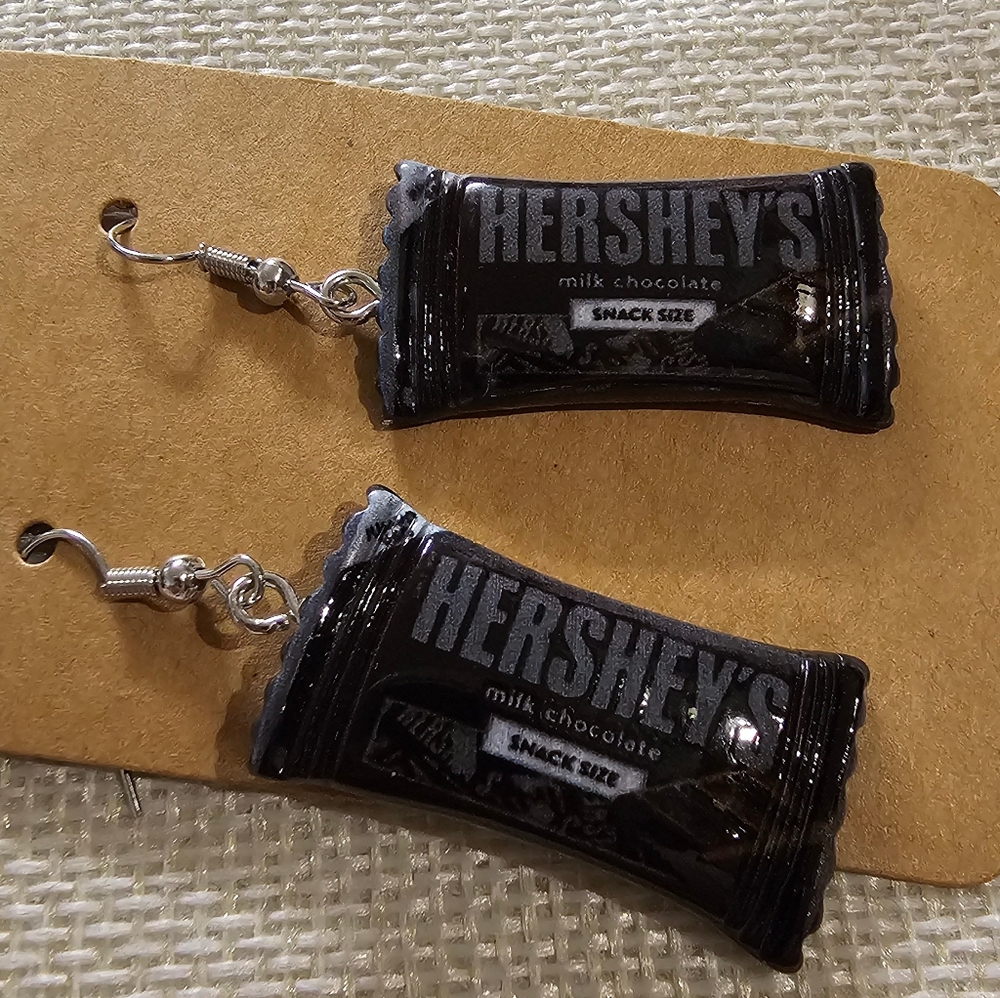 Chocolate Candy Bar Earrings - Black NWOT - Picture 4 of 7